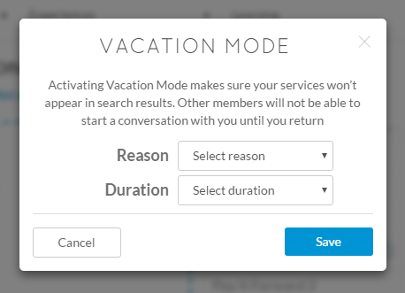 Vacation Mode Duration | Simbi