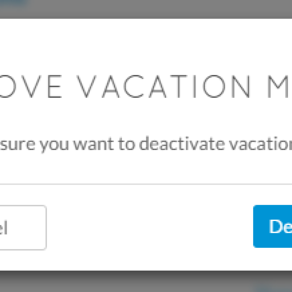 Deactivate Vacation Mode | Simbi