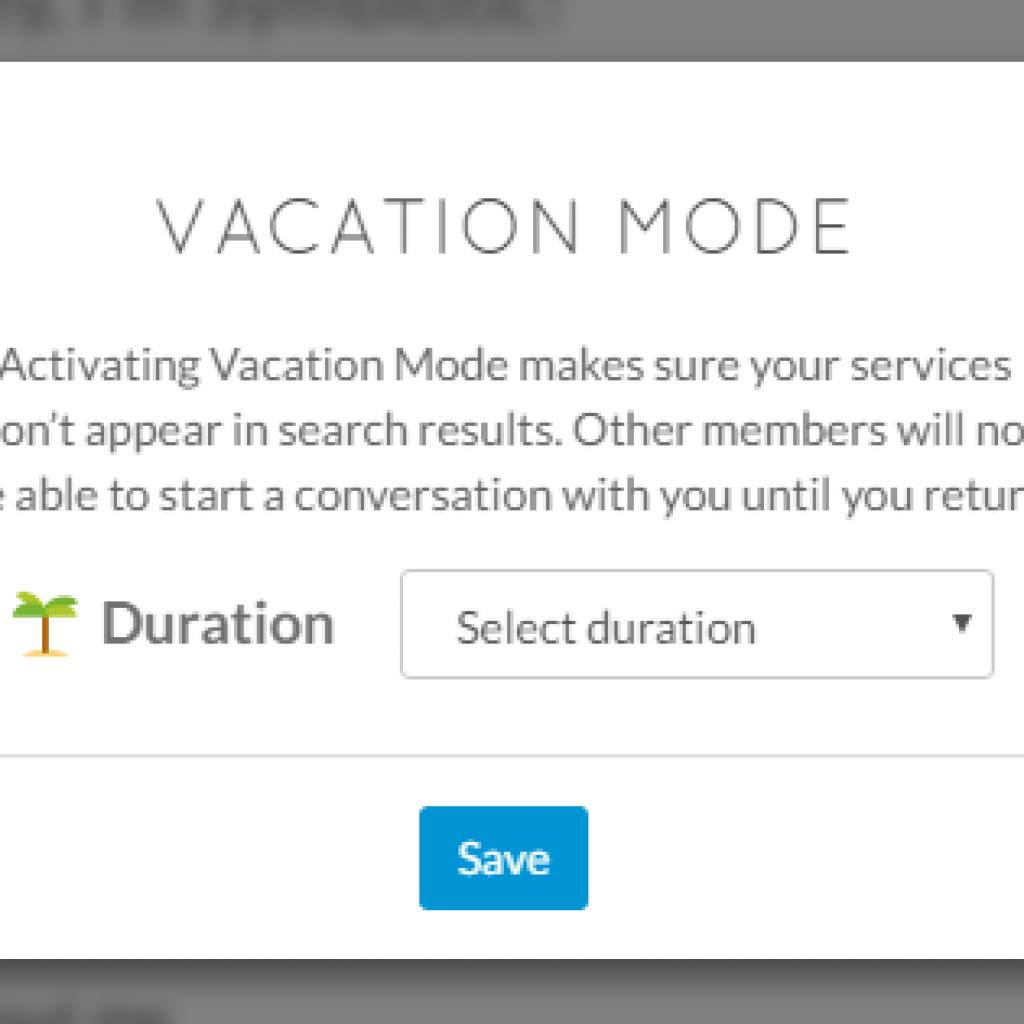 Vacation Mode Duration | Simbi